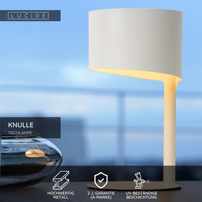 Lucide KNULLE - Tischlampe - Ø 15 cm - 1xE14 - Weiß